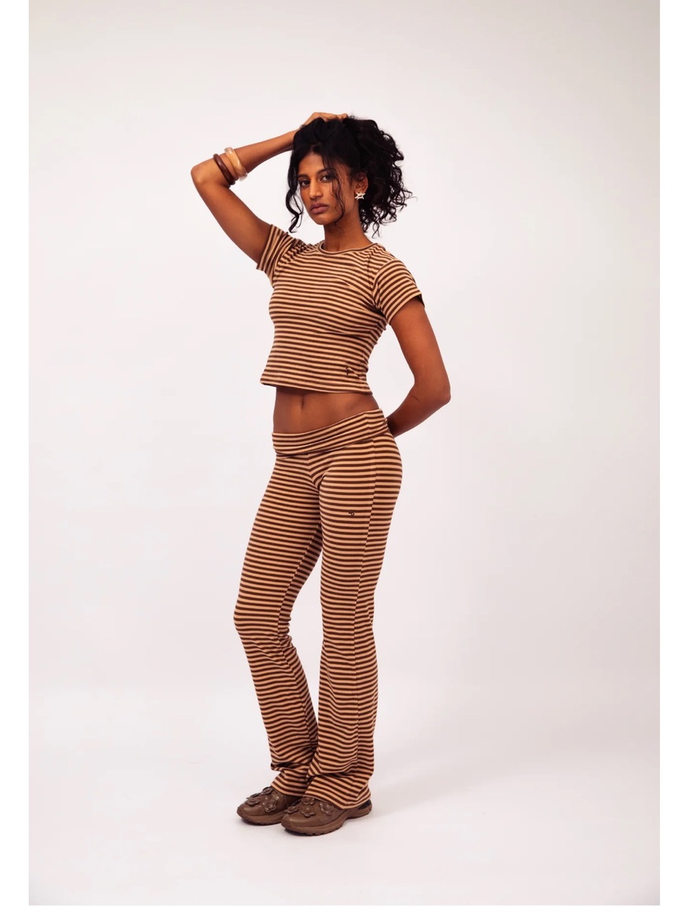 Saint Paradiso Stretch Tee & Flares in Mocha